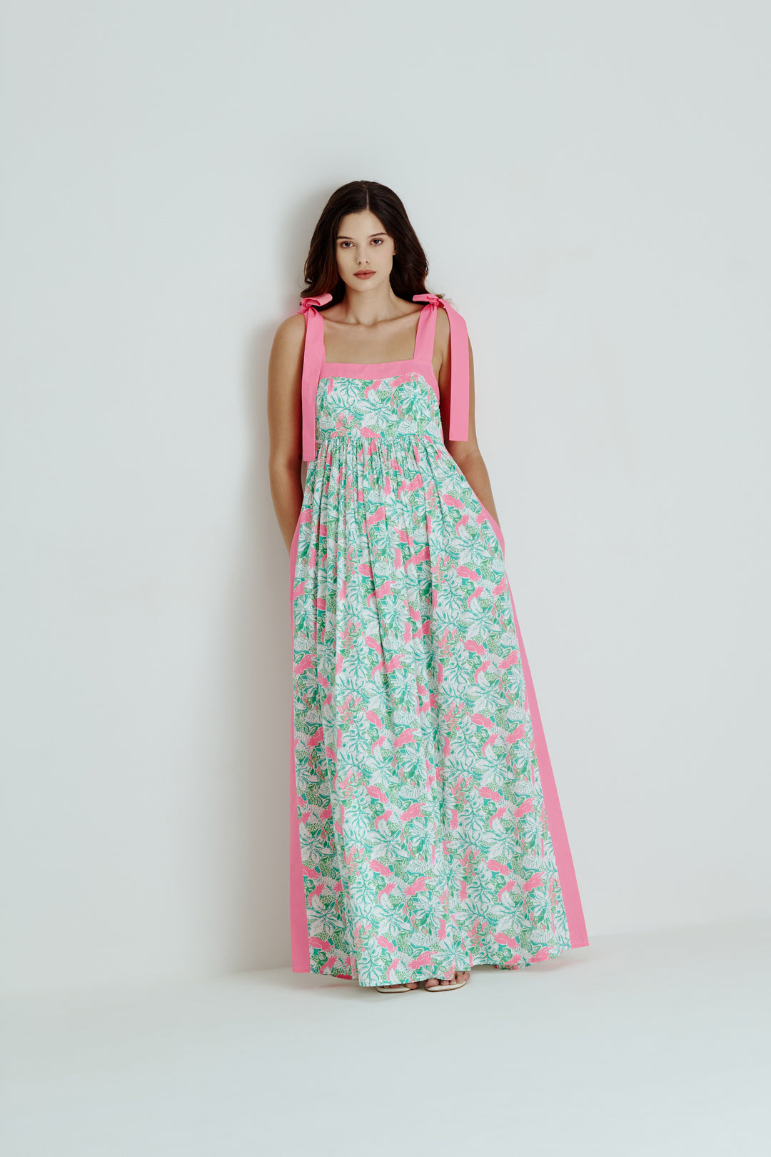 TIE-STRAP MAXI DRESS