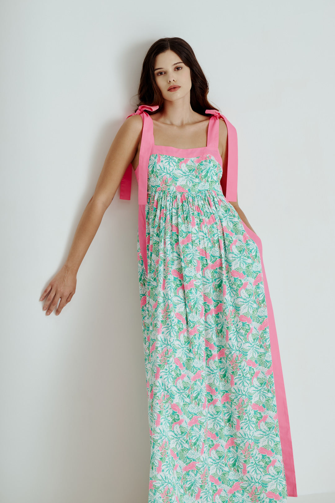 TIE-STRAP MAXI DRESS