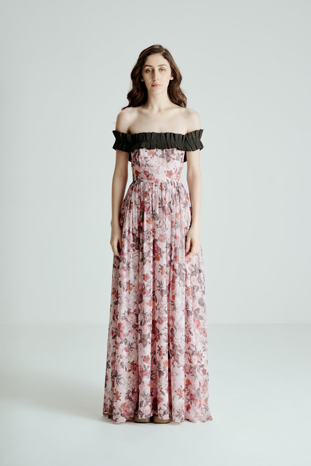 OFF SHOULDER FLORAL MAXI DRESS