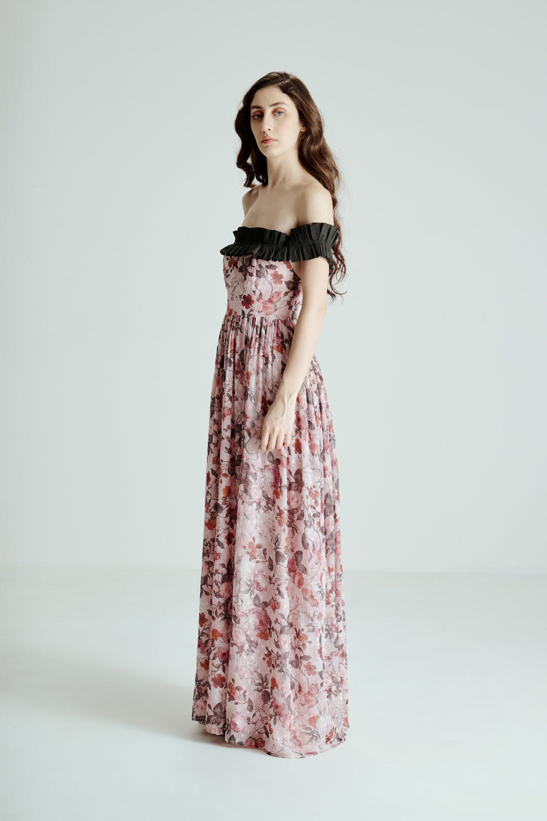 OFF SHOULDER FLORAL MAXI DRESS