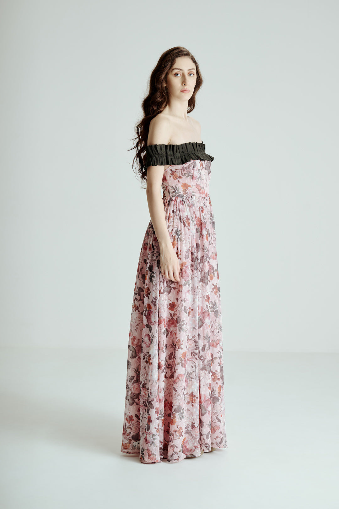 OFF SHOULDER FLORAL MAXI DRESS