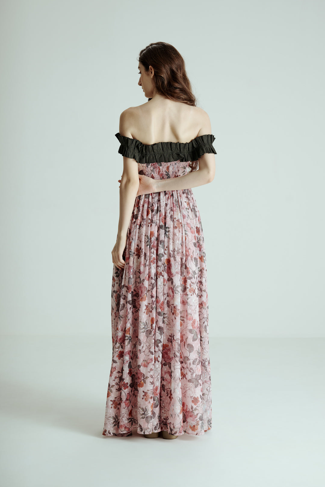 OFF SHOULDER FLORAL MAXI DRESS