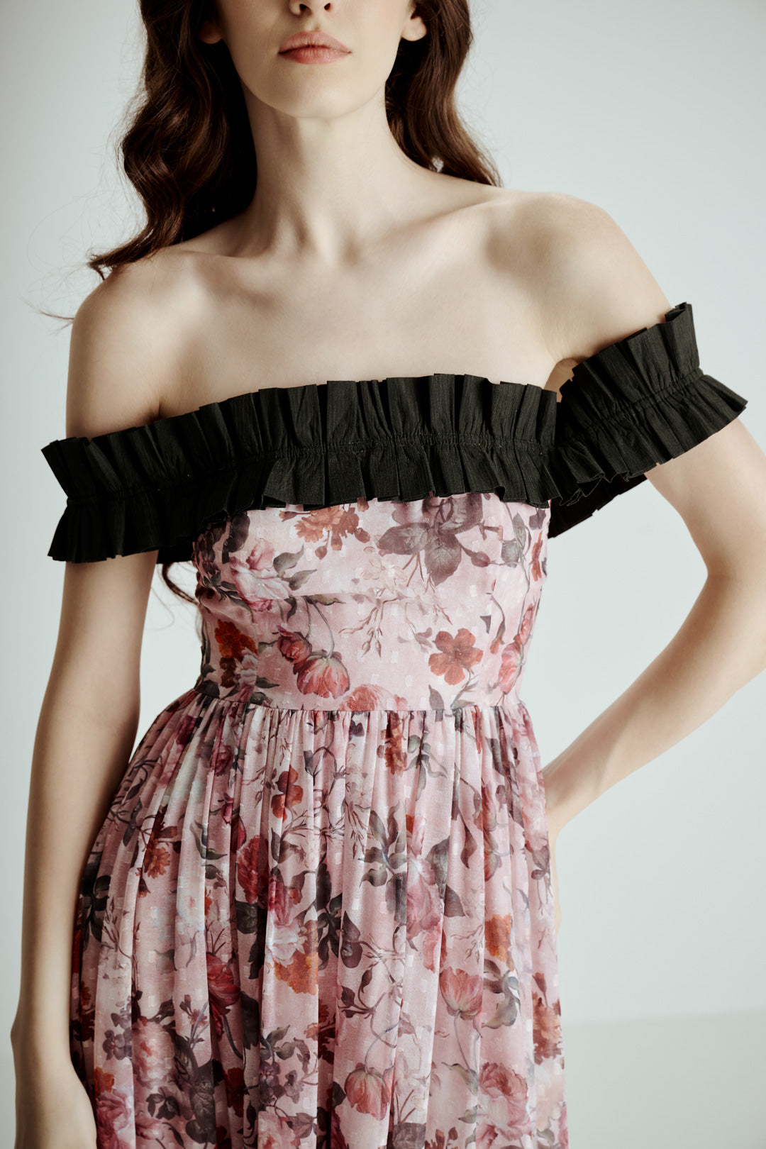 OFF SHOULDER FLORAL MAXI DRESS