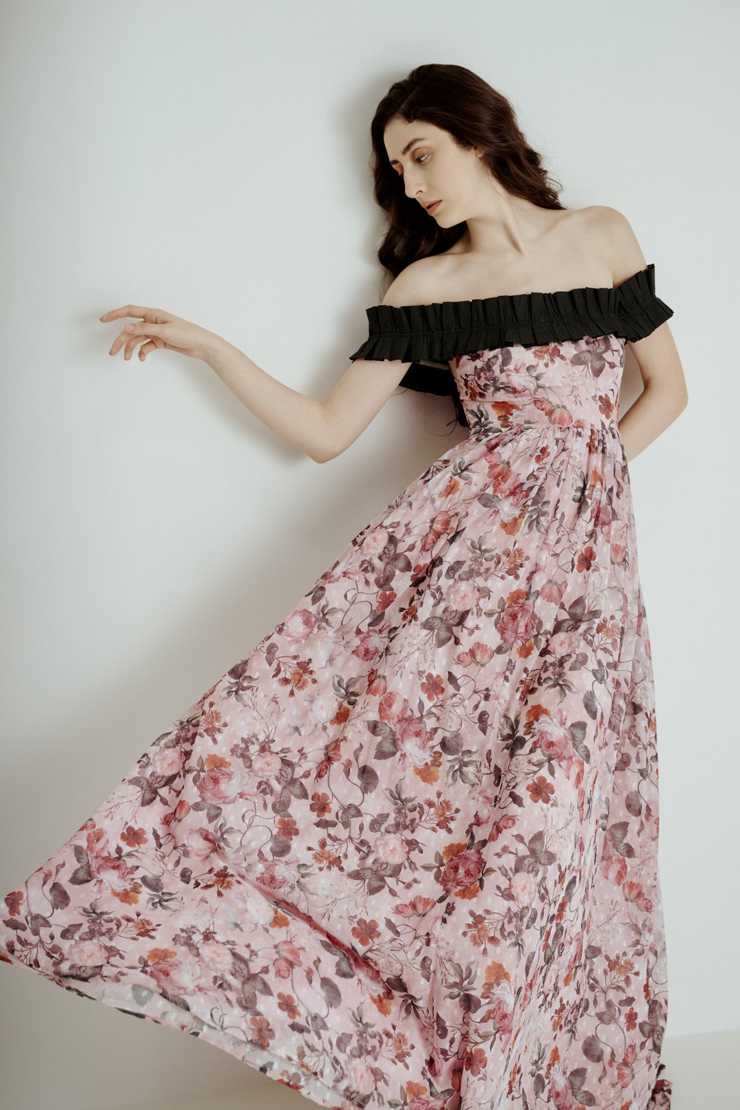 OFF SHOULDER FLORAL MAXI DRESS