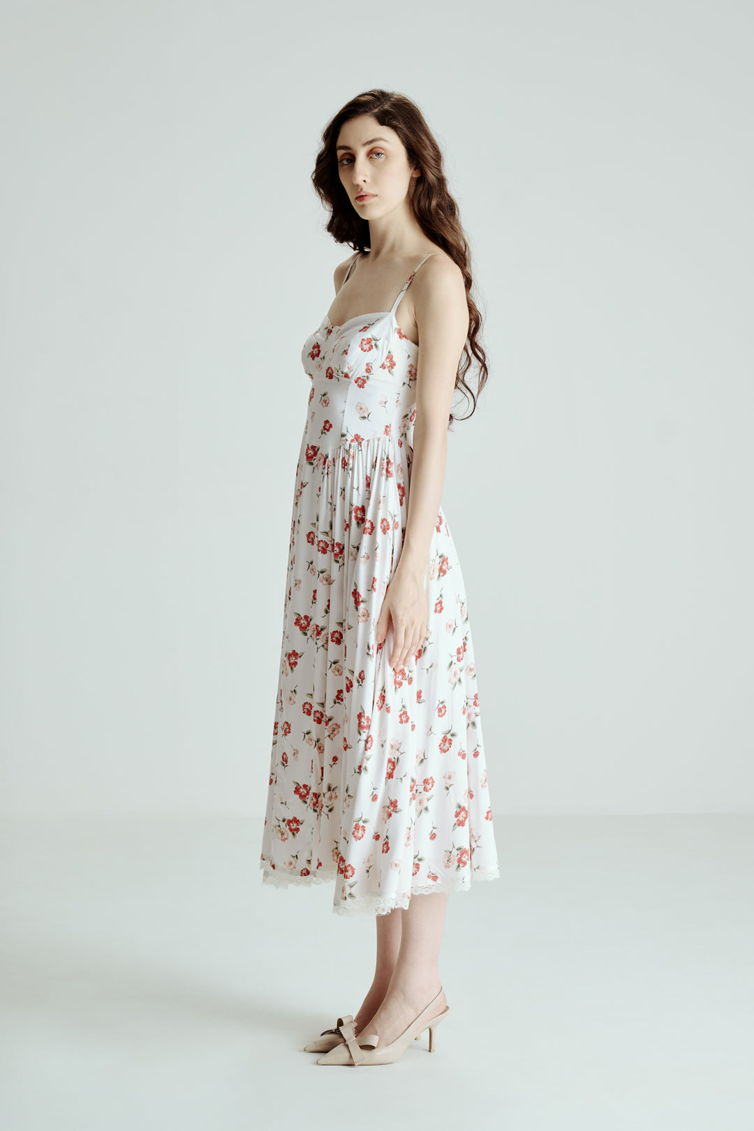 FLORAL STRAPPY MIDI DRESS