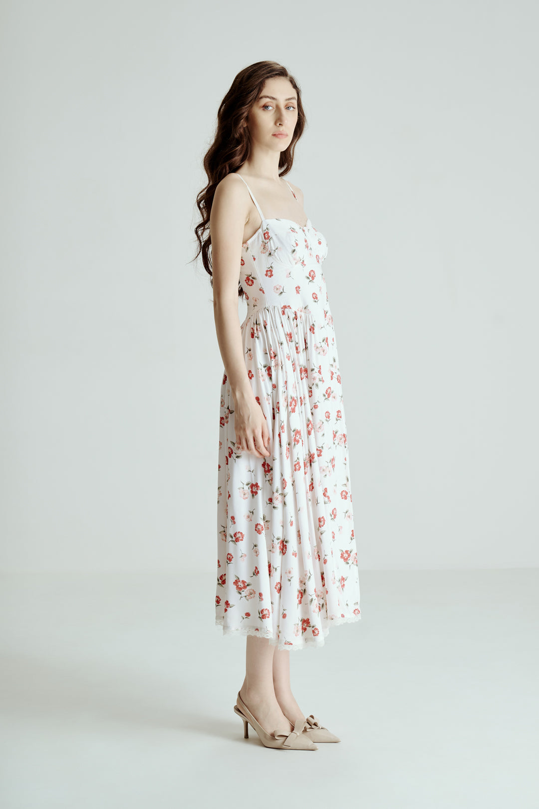 FLORAL STRAPPY MIDI DRESS