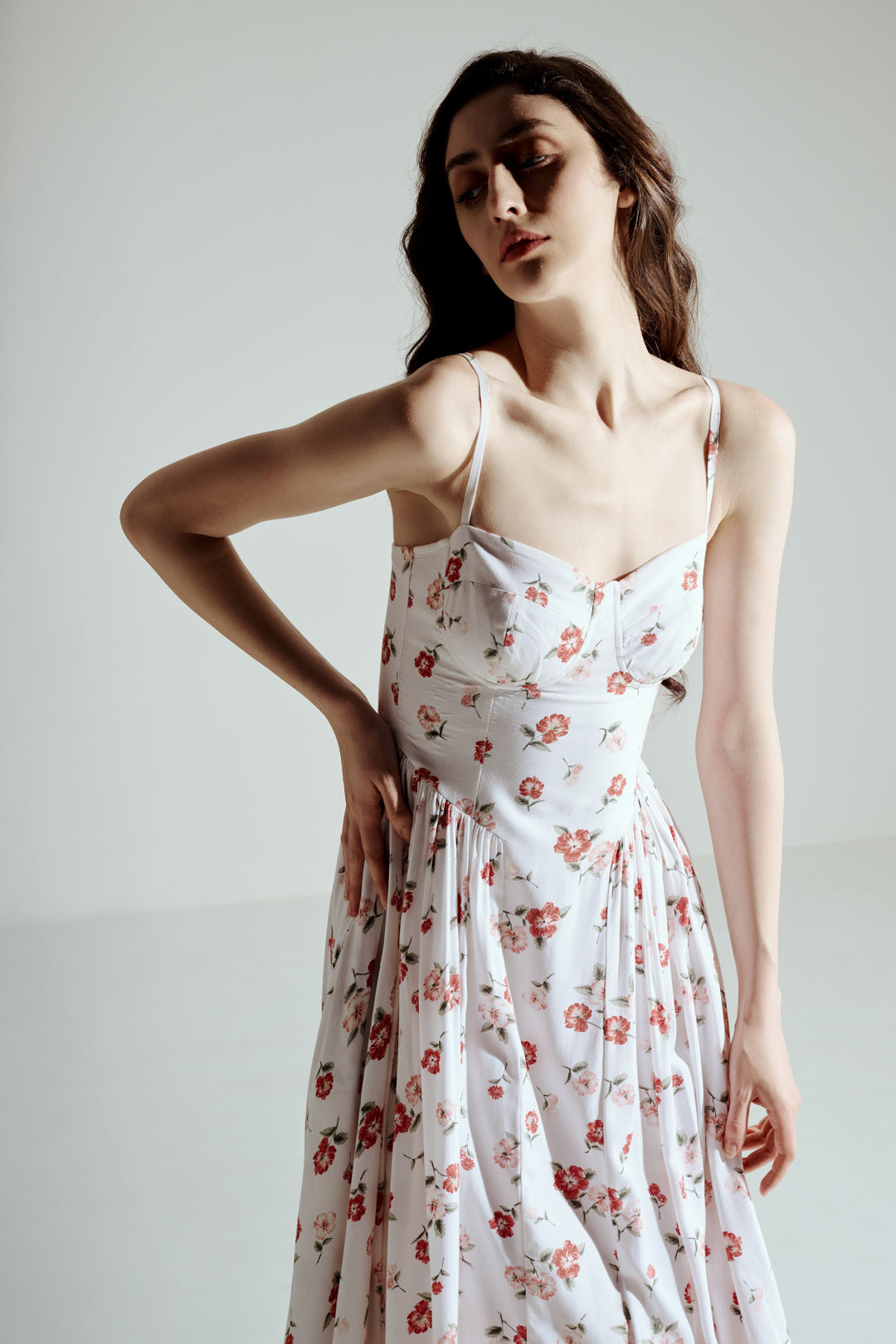 FLORAL STRAPPY MIDI DRESS