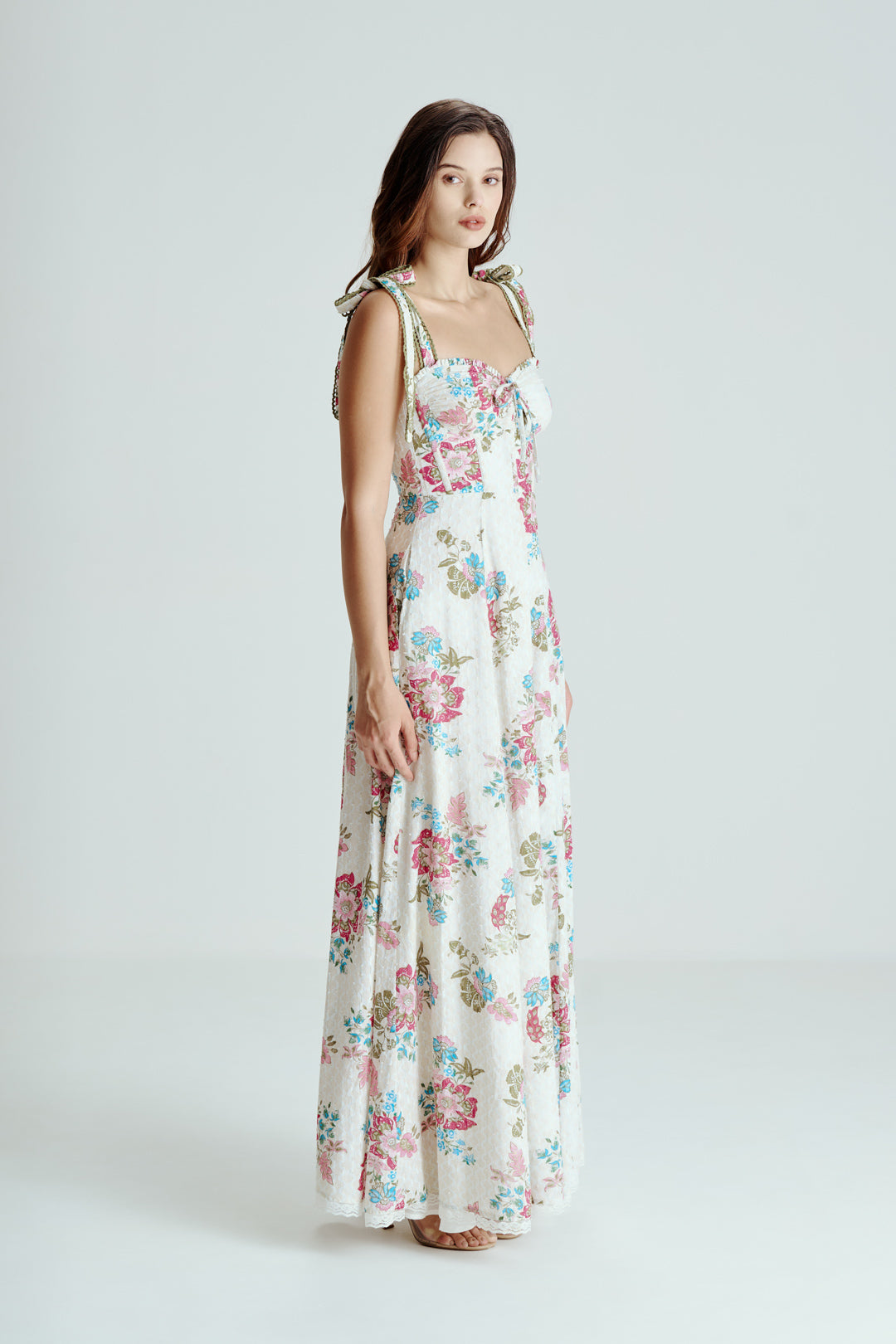 OFF WHITE FLORAL BUSTIER DRESS