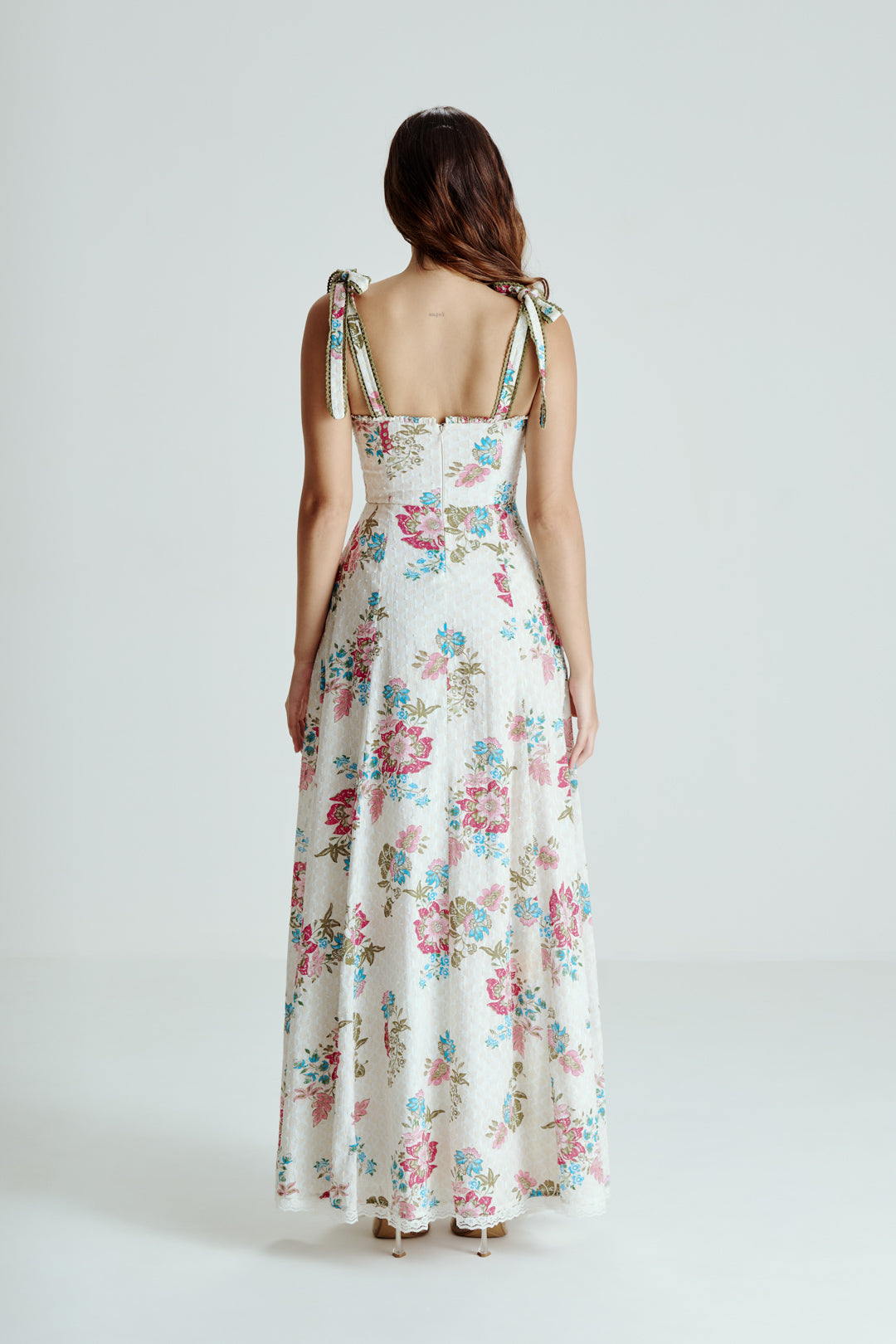 OFF WHITE FLORAL BUSTIER DRESS
