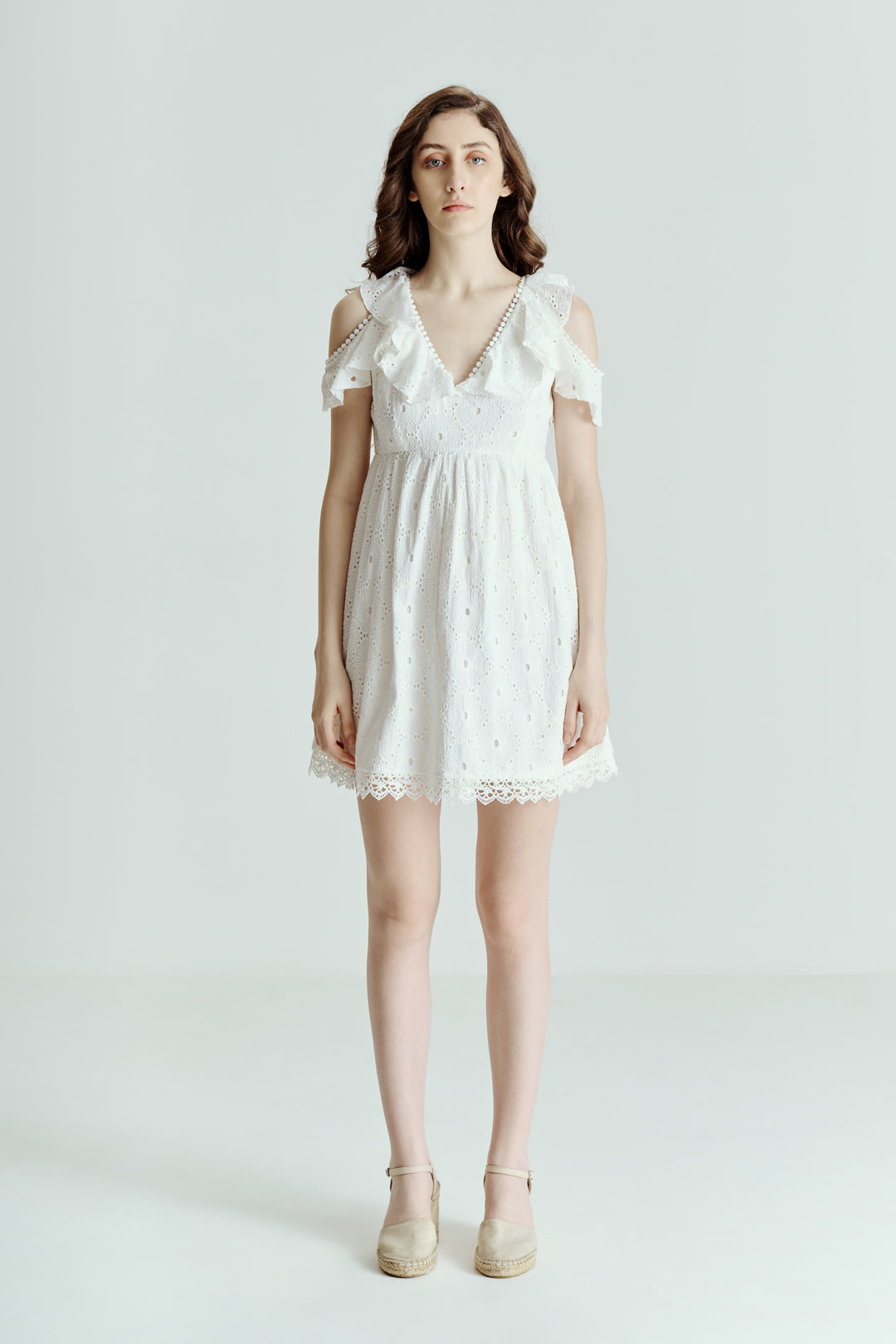 TIE-DETAIL RUFFLE DRESS