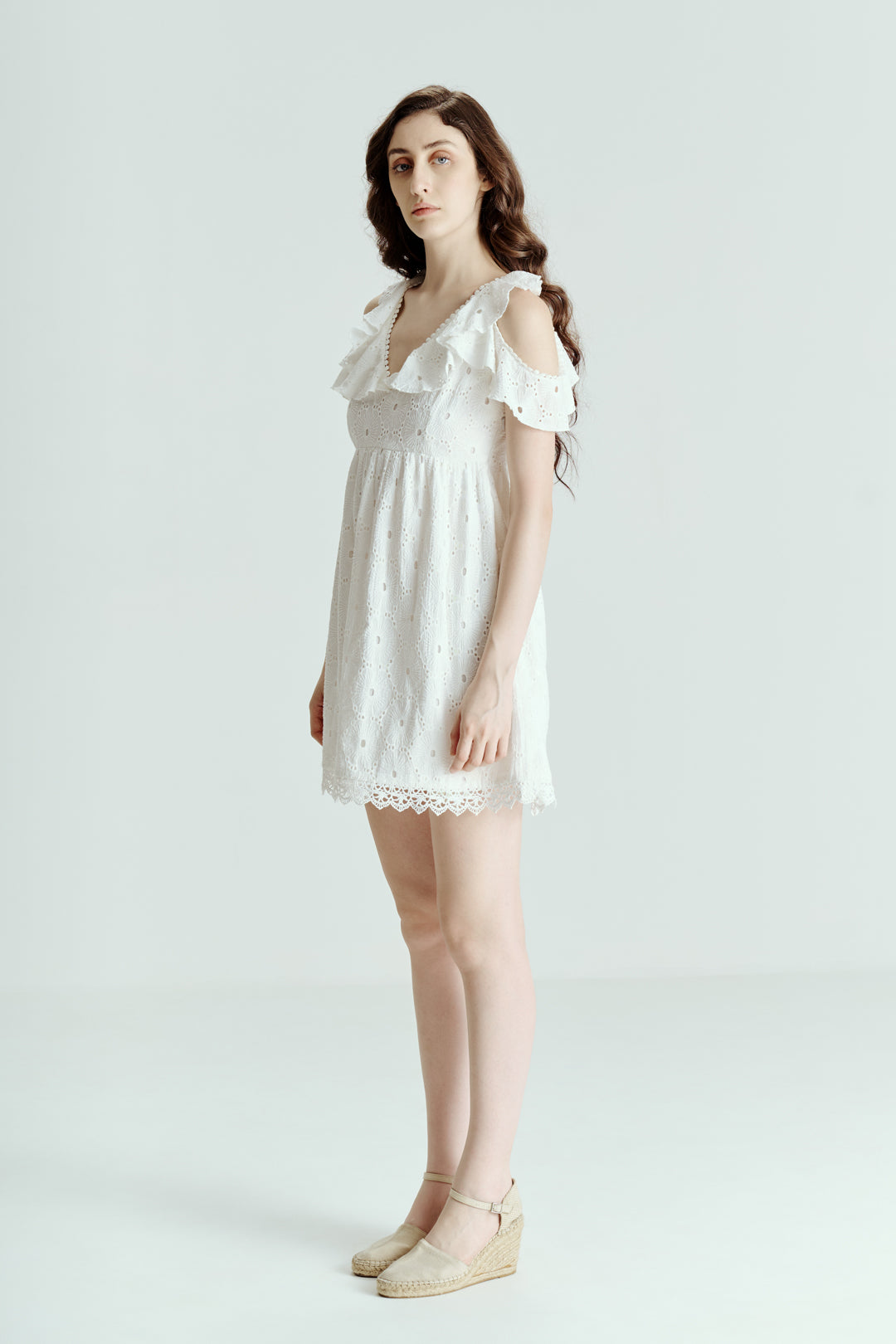 TIE-DETAIL RUFFLE DRESS