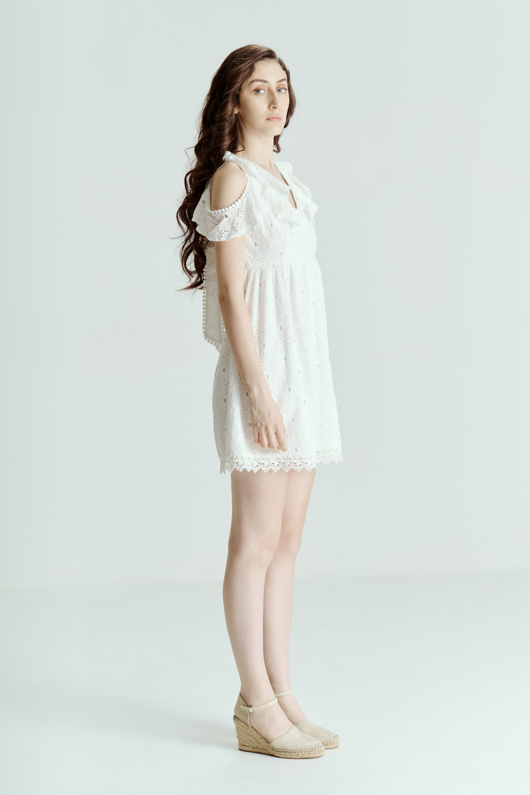 TIE-DETAIL RUFFLE DRESS