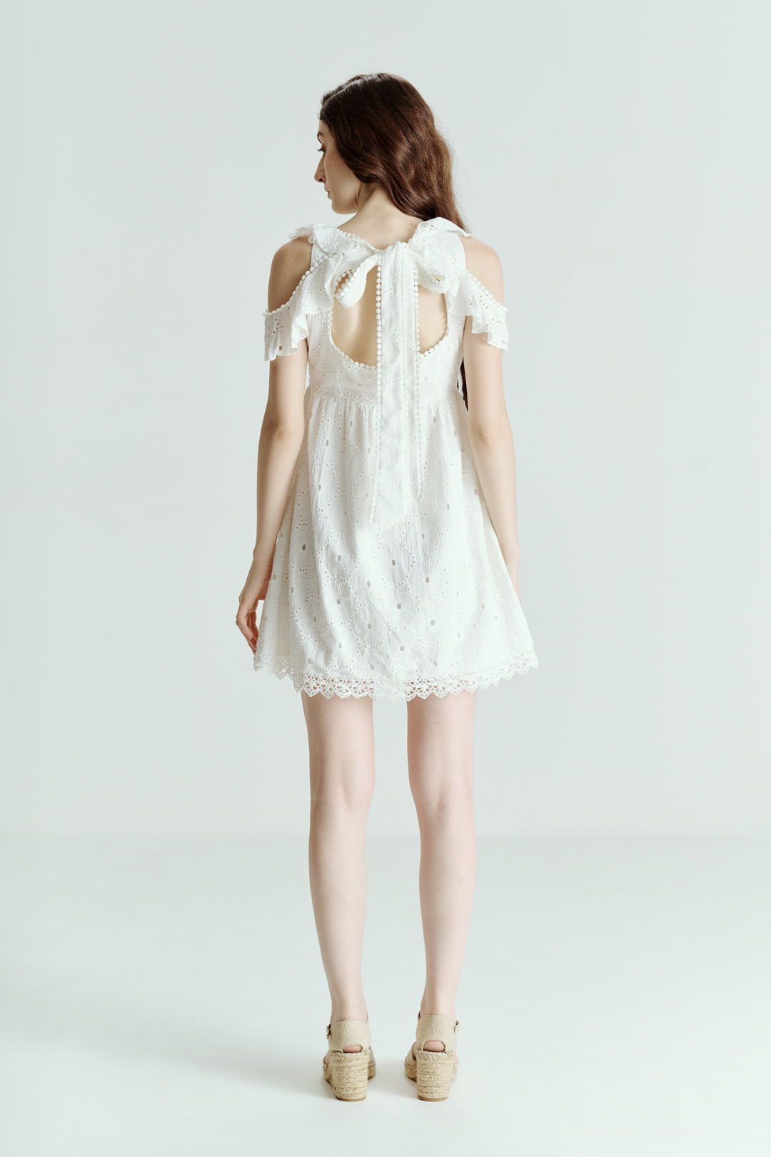 TIE-DETAIL RUFFLE DRESS