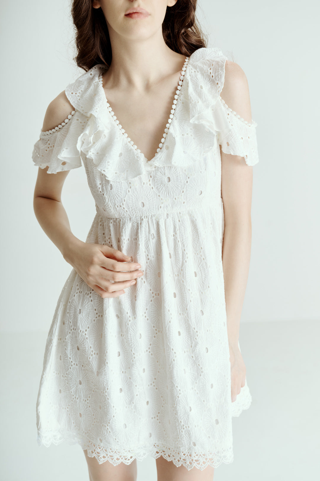 TIE-DETAIL RUFFLE DRESS