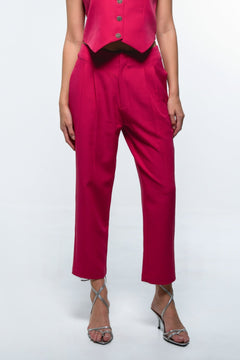 ASYMETRICAL FUCHIA PINK STRAIGHT FIT PANT - Sotbella