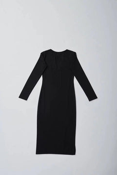 Black Bodycon Dress With Slit - Sotbella