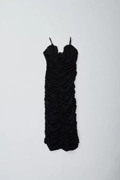 Black Bodycon Ruched Dress - Sotbella