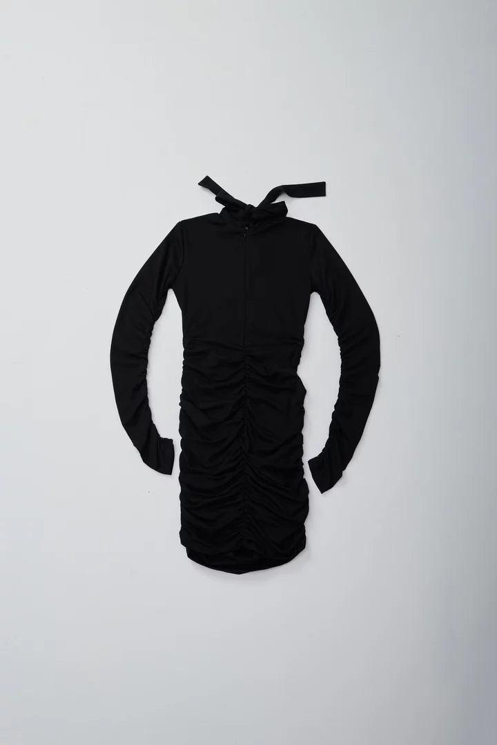 Black Cross Neck Cut Out Bodycon Mini Dress - Sotbella