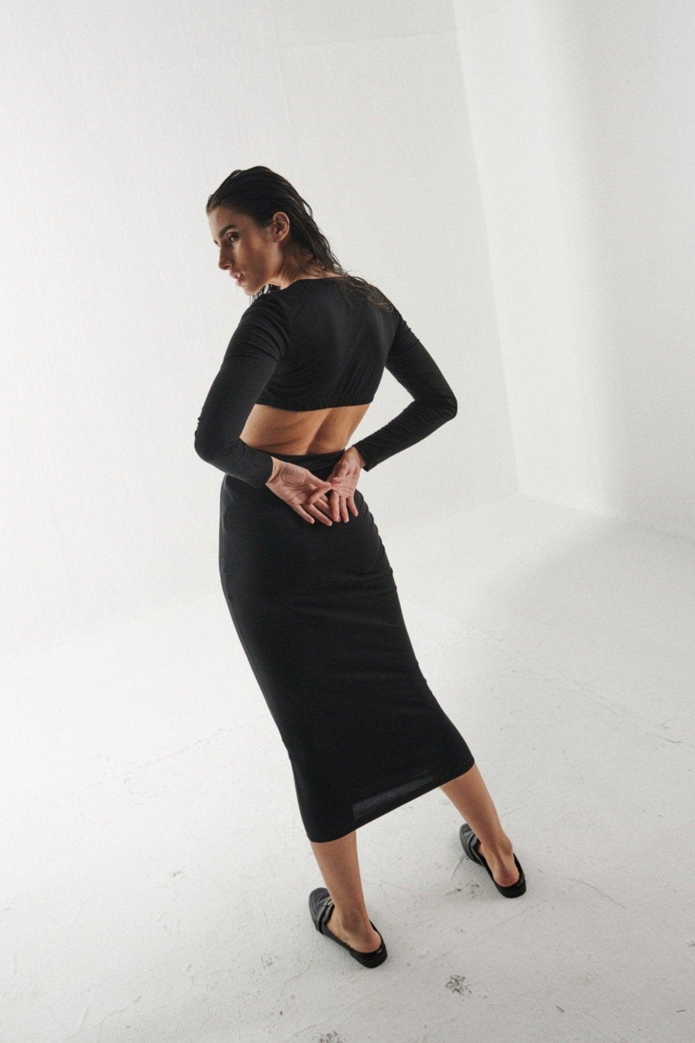 Black Cut Out Dress - Sotbella