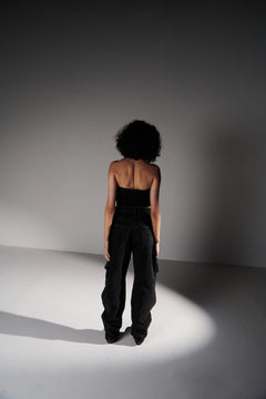 Black Denim Cargo Pant - Sotbella