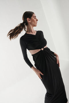 Black Full Sleeves Maxi Dress - Sotbella