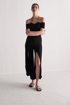 Black Jumpsuit With Slits - Sotbella