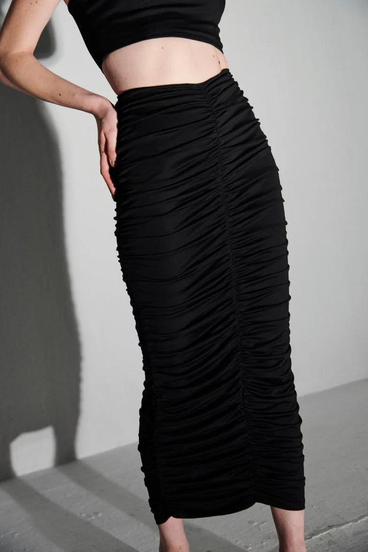 Black Ruched Skirt - Sotbella