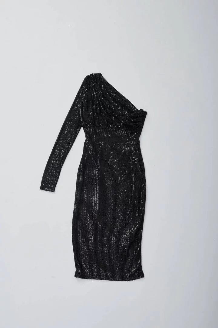 Black Sequin Party Dress - Sotbella