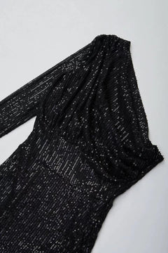 Black Sequin Party Dress - Sotbella