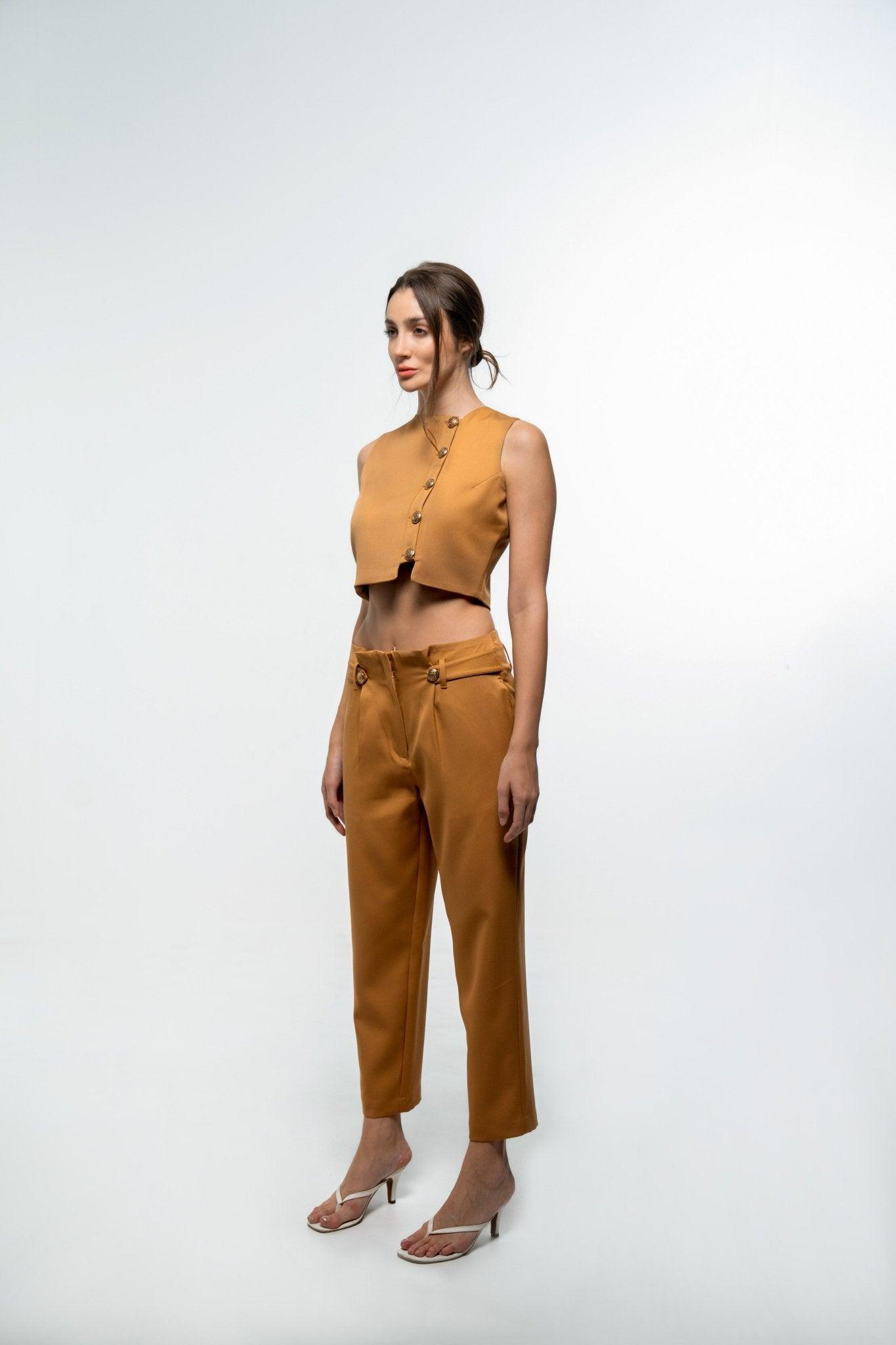 BROWN FORMAL TOP AND PANT CO - ORD SET - Sotbella