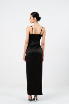 BUSTIER - PLEATED DRESS WITH GLASS - CUT STONE EMBELLISHMENT - Sotbella