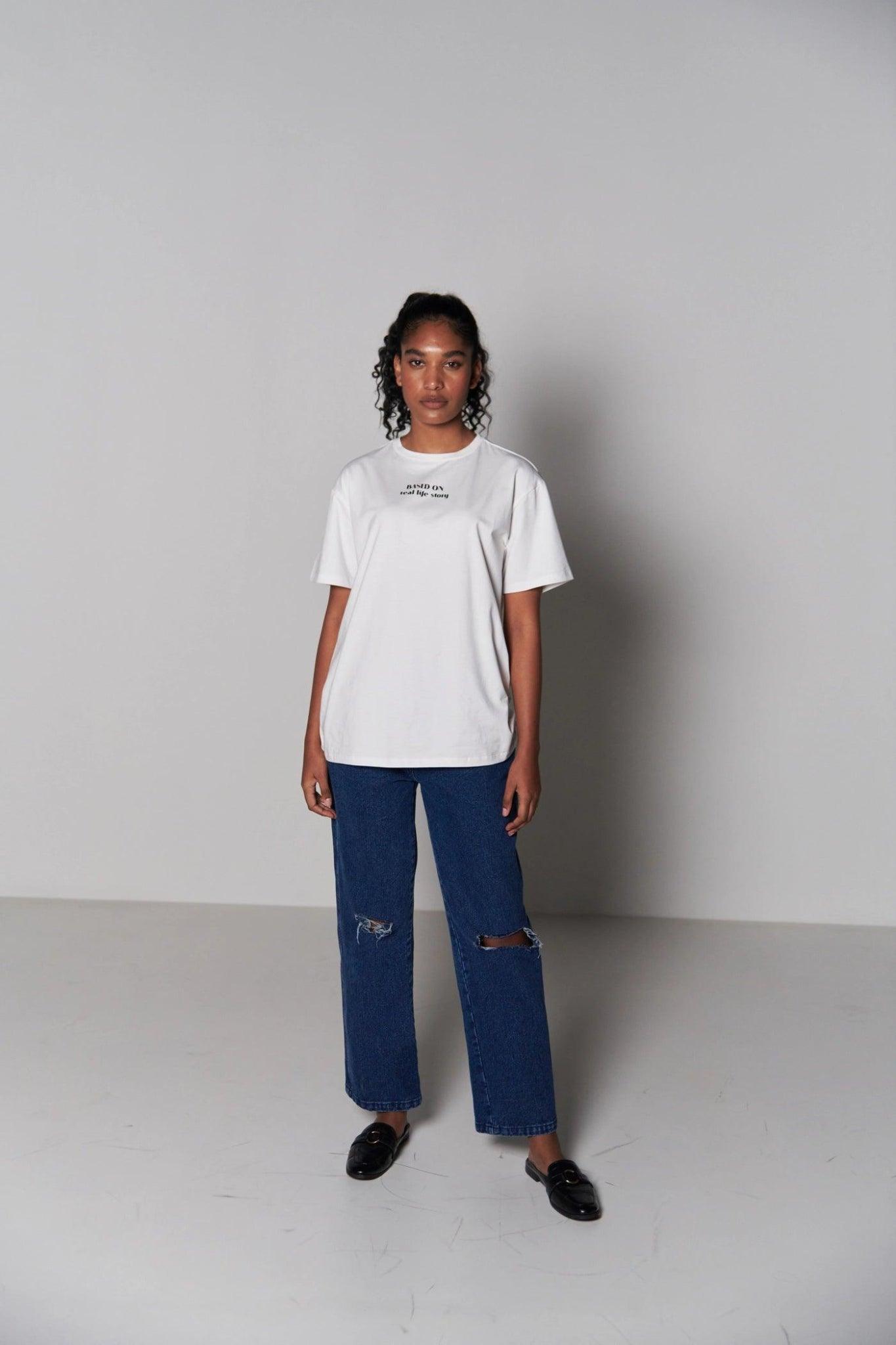 Classic White Tee And Ripped Denim Combo - Sotbella