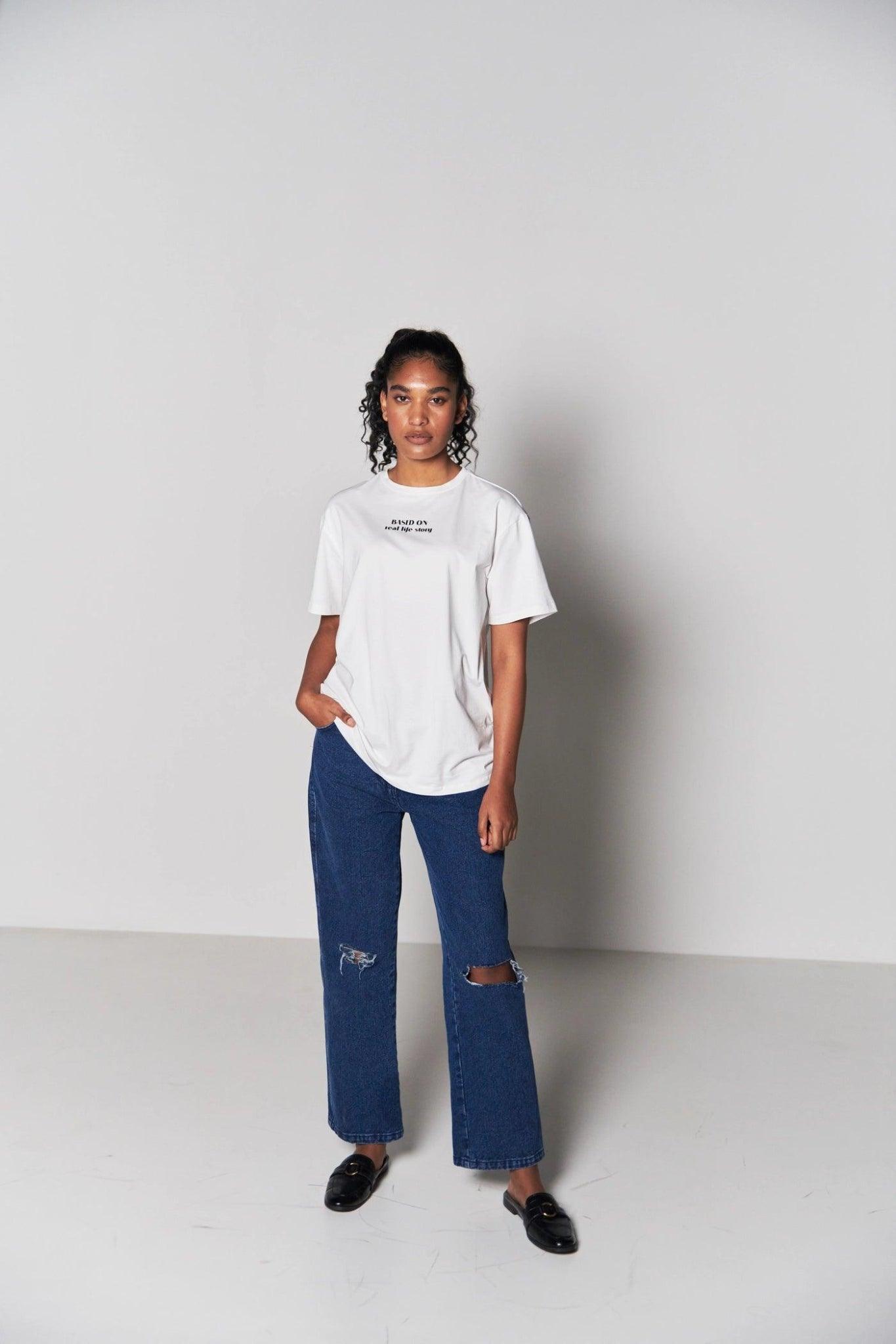 Classic White Tee And Ripped Denim Combo - Sotbella