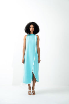 COLORBLOCKED ASYMMETRICAL CALF LENGTH DRESS - Sotbella