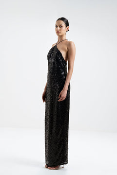 CROSS - NECK SEQUIN MAXI DRESS - Sotbella