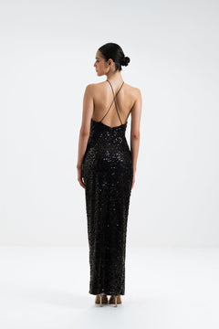 CROSS - NECK SEQUIN MAXI DRESS - Sotbella