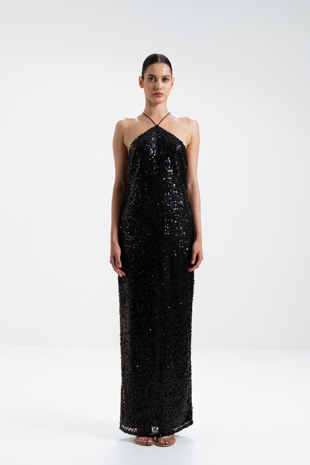 CROSS - NECK SEQUIN MAXI DRESS - Sotbella