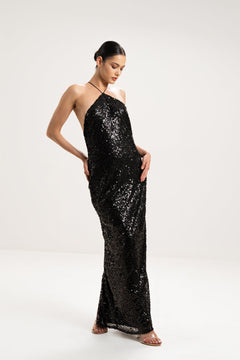 CROSS - NECK SEQUIN MAXI DRESS - Sotbella