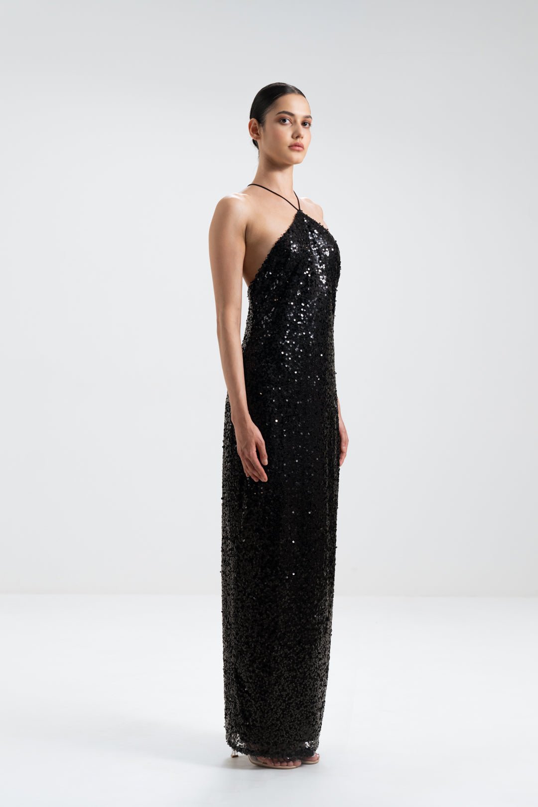 CROSS - NECK SEQUIN MAXI DRESS - Sotbella