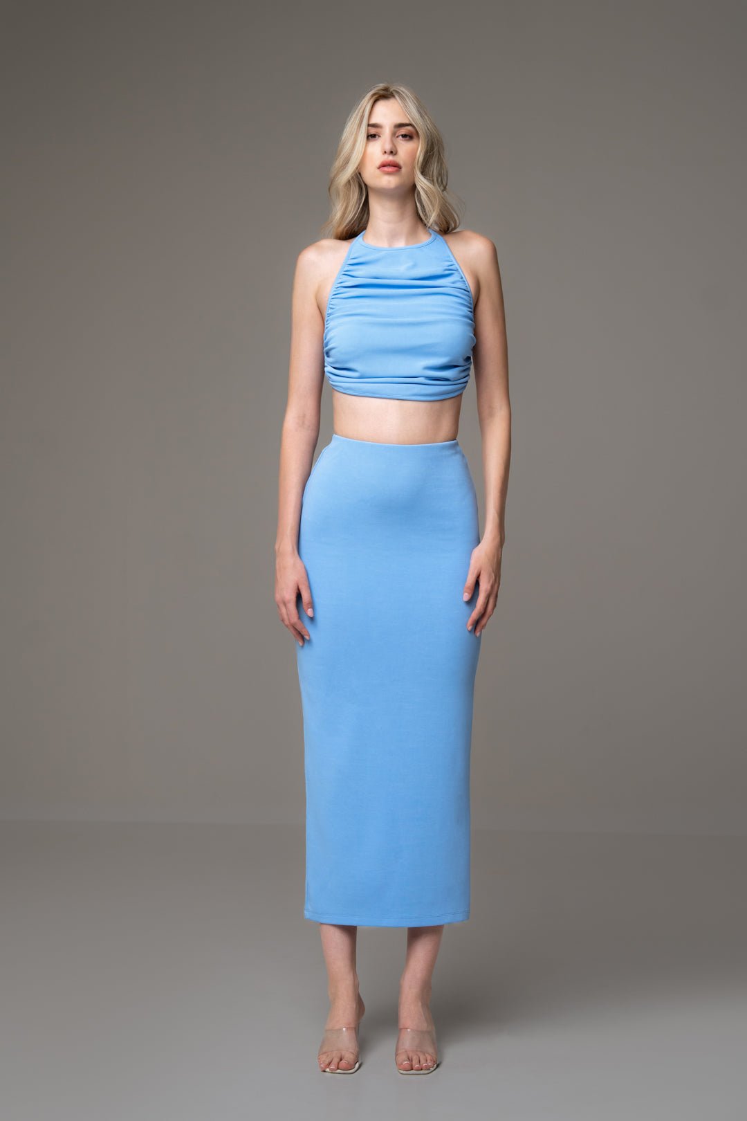 DRAPED HALTER TOP AND SKIRT CO - ORD SET - Sotbella