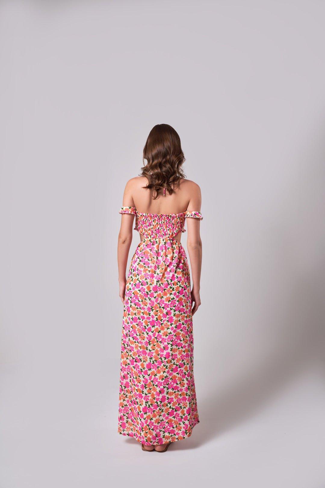 FLORAL CUT-OUT DETAIL MAXI DRESS - Sotbella