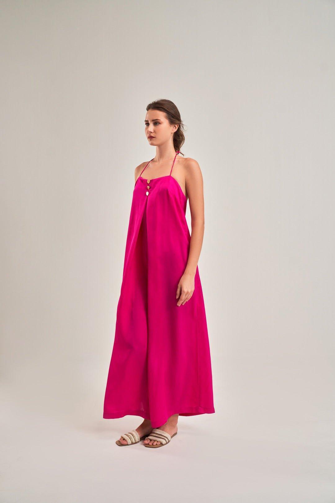 Pink halter neck jumpsuit online