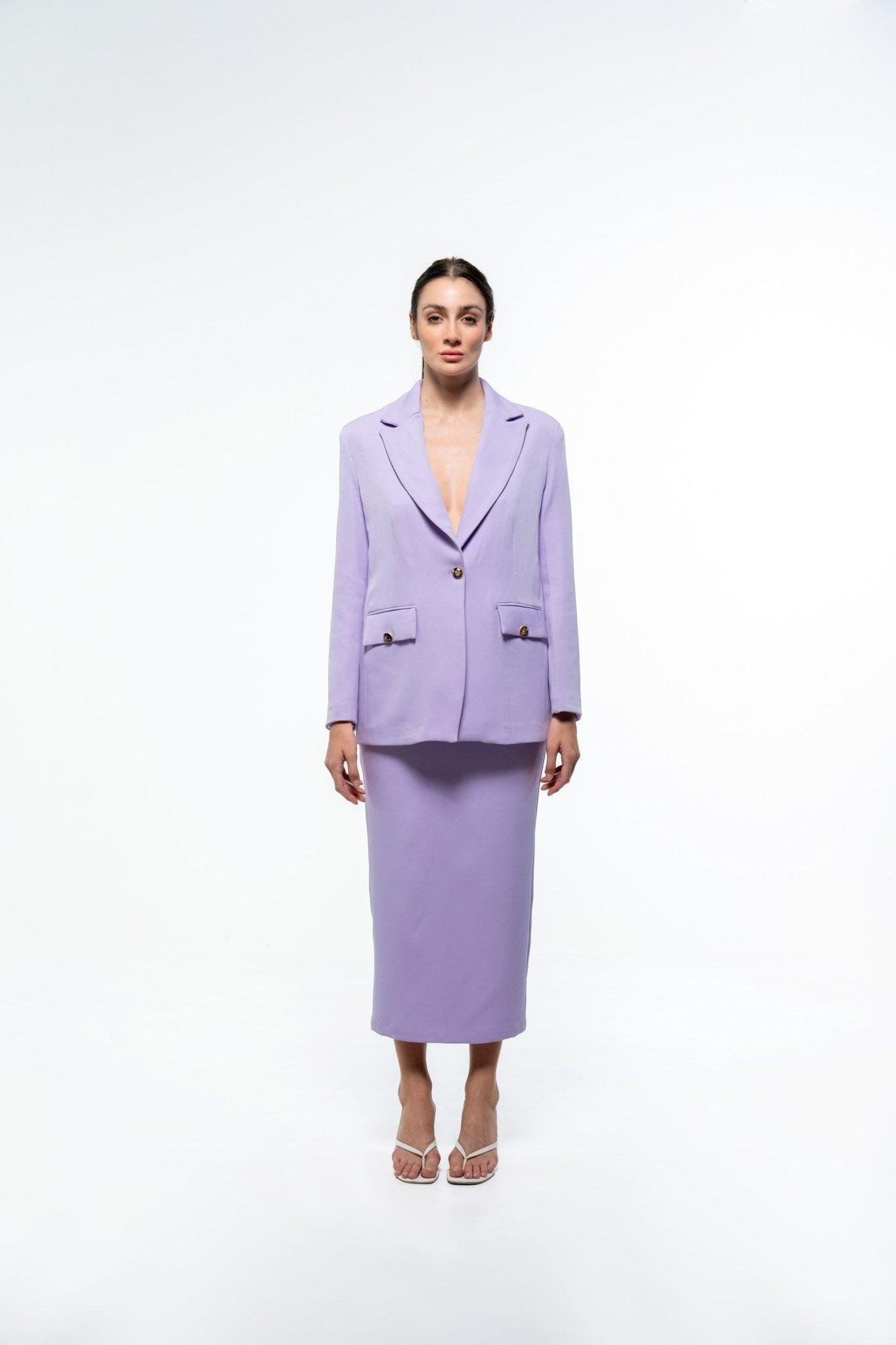 LAVENDER CALF LENGTH PENCIL SKIRT - Sotbella