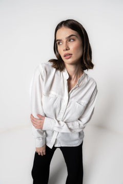 MANDARIN COLLAR SHIRT WITH FRONT POCKETS - Sotbella