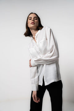 MANDARIN COLLAR SHIRT WITH FRONT POCKETS - Sotbella