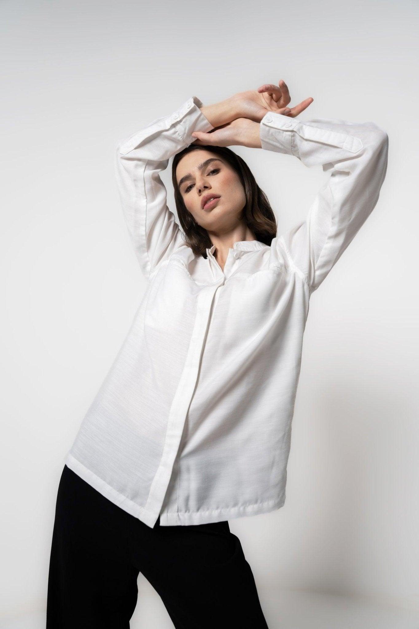 MANDARIN COLLAR SHIRT WITH FRONT POCKETS - Sotbella