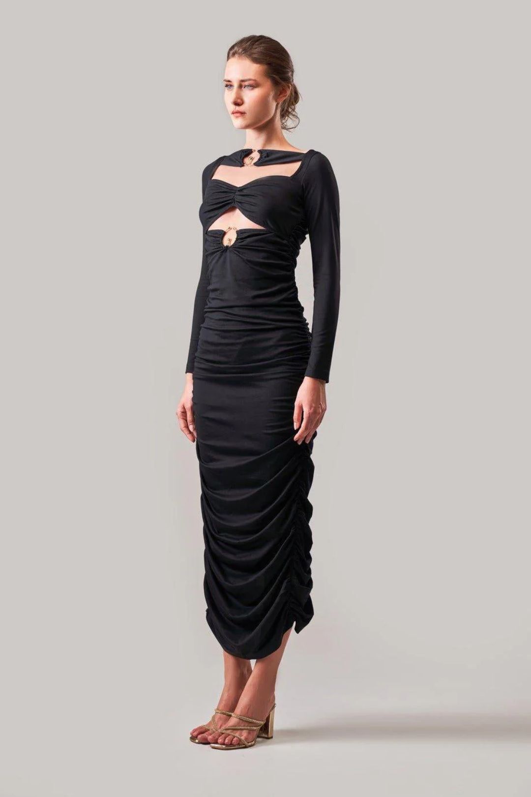 One-shoulder Bow-waist Maxi Bridesmaid Dress With Pockets In