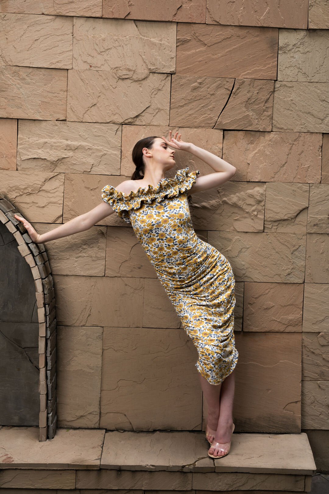 OFF-SHOULDER GATHER BODYCON DRESS - Main Image