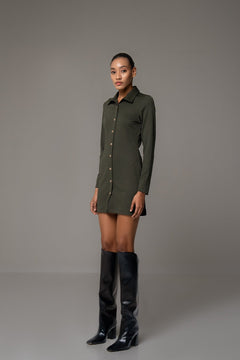 OLIVE SHIRT BODYCON DRESS - Sotbella