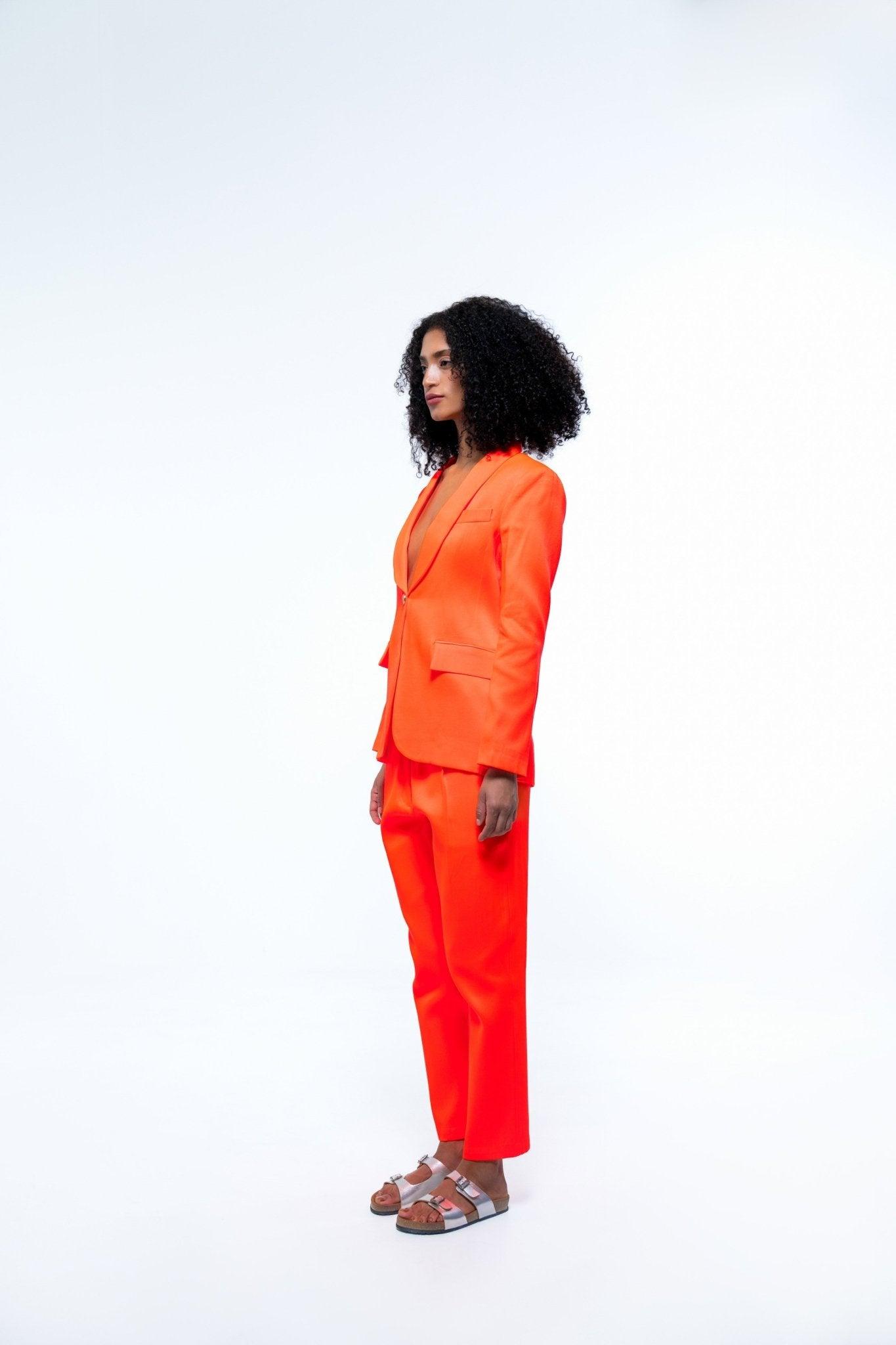 ORANGE SINGLE BREASTED BLAZER PANT CO - ORD SET - Sotbella